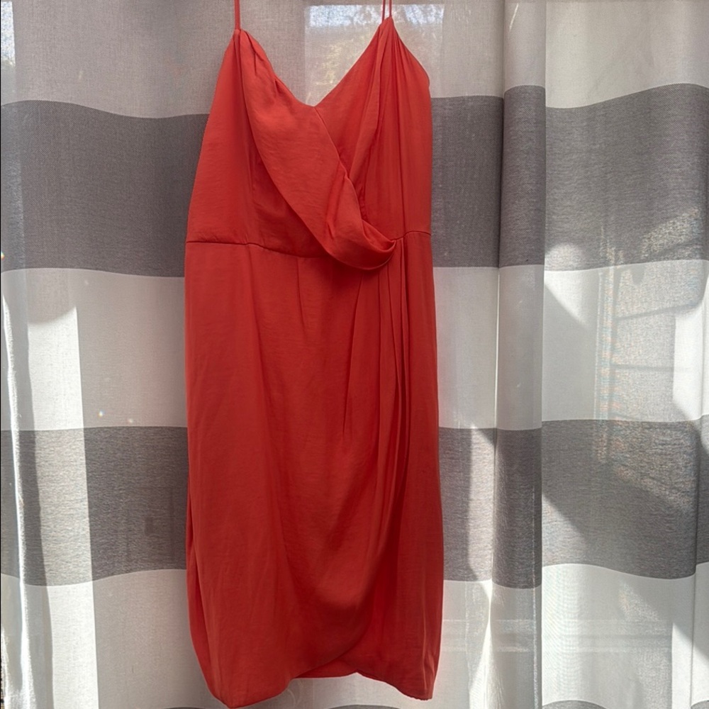Banana Republic Orange Slip Dress Sleeveless Spaghetti Strap V-Neck